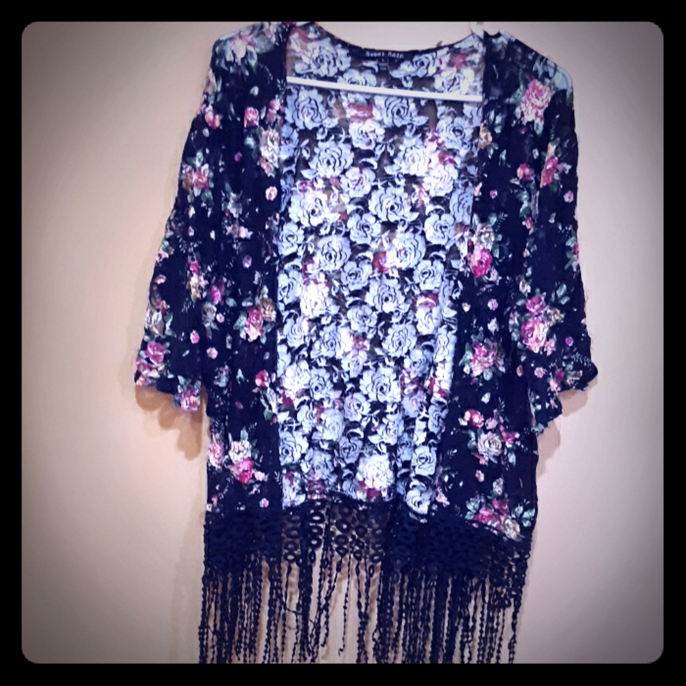 Stretchy floral cardigan